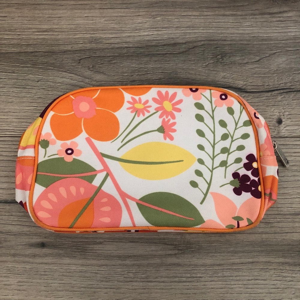 Clinique Makeup Bag Orange Floral Cosmetic Pouch